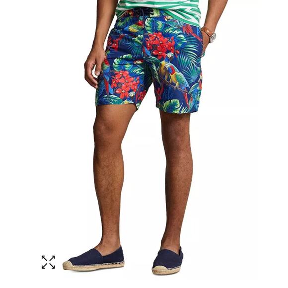 Polo Ralph Lauren Other - Polo Ralph Lauren Men's 7-1/4 Inch Classic-Fit Swim Trunks Tropical Parrots Sz M